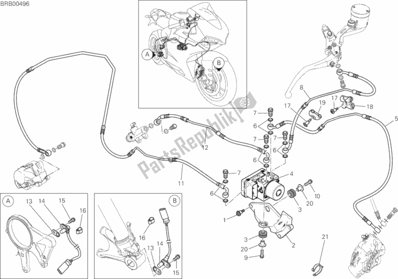 Todas as partes de Sistema De Freio Antitravamento (abs) do Ducati Superbike 1299S ABS 2015